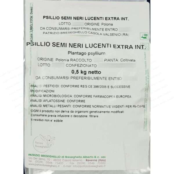 Psillio semi neri lucenti extra interi 500g